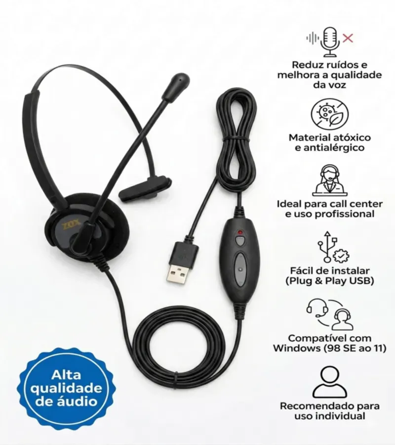 Headset USB DH-60 Zox com headset HZ-30