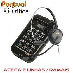 Telefone Headset para 2 Linhas TZ22 Zox Base TS21 com Headset HZ30 Tubo de Voz Flexivel