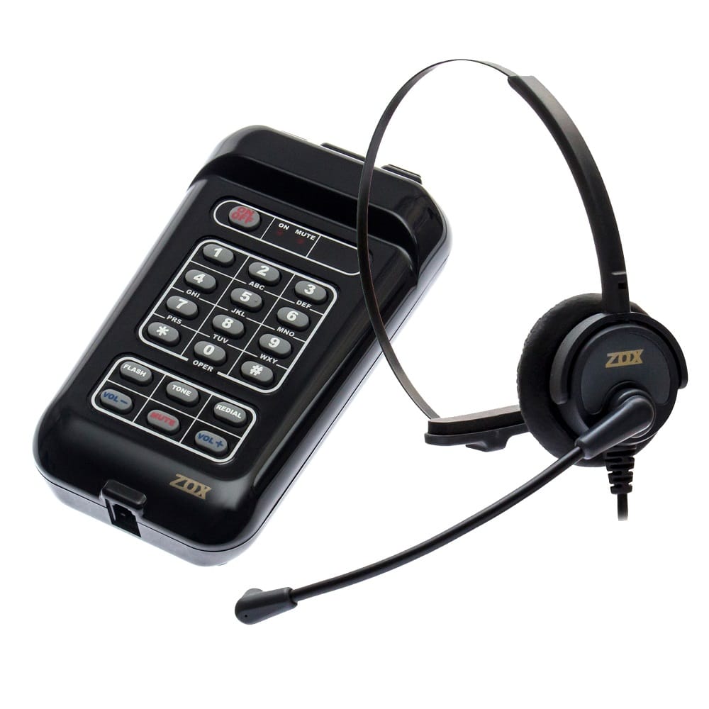 Telefone Headset TZ20 Zox Base TS19A com Headset HZ30 Tubo de Voz Flexivel