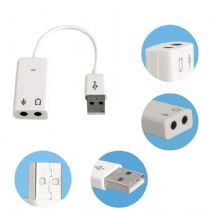 Adaptador de Audio USB 7.1 Externa - Fone e Microfone