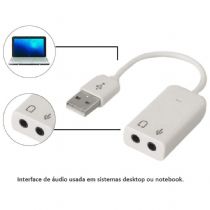 Adaptador de Audio USB 7.1 Externa - Fone e Microfone